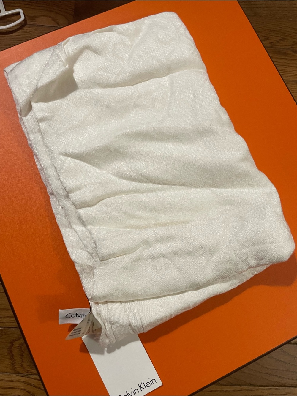 Calvin Klein Cream Egg White Lightweight Scarf